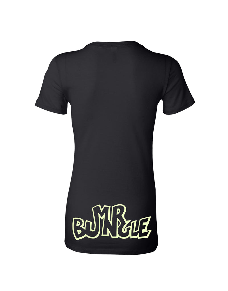 Mr Bungle Glow In The Dark Bunny Ladies Black T-Shirt