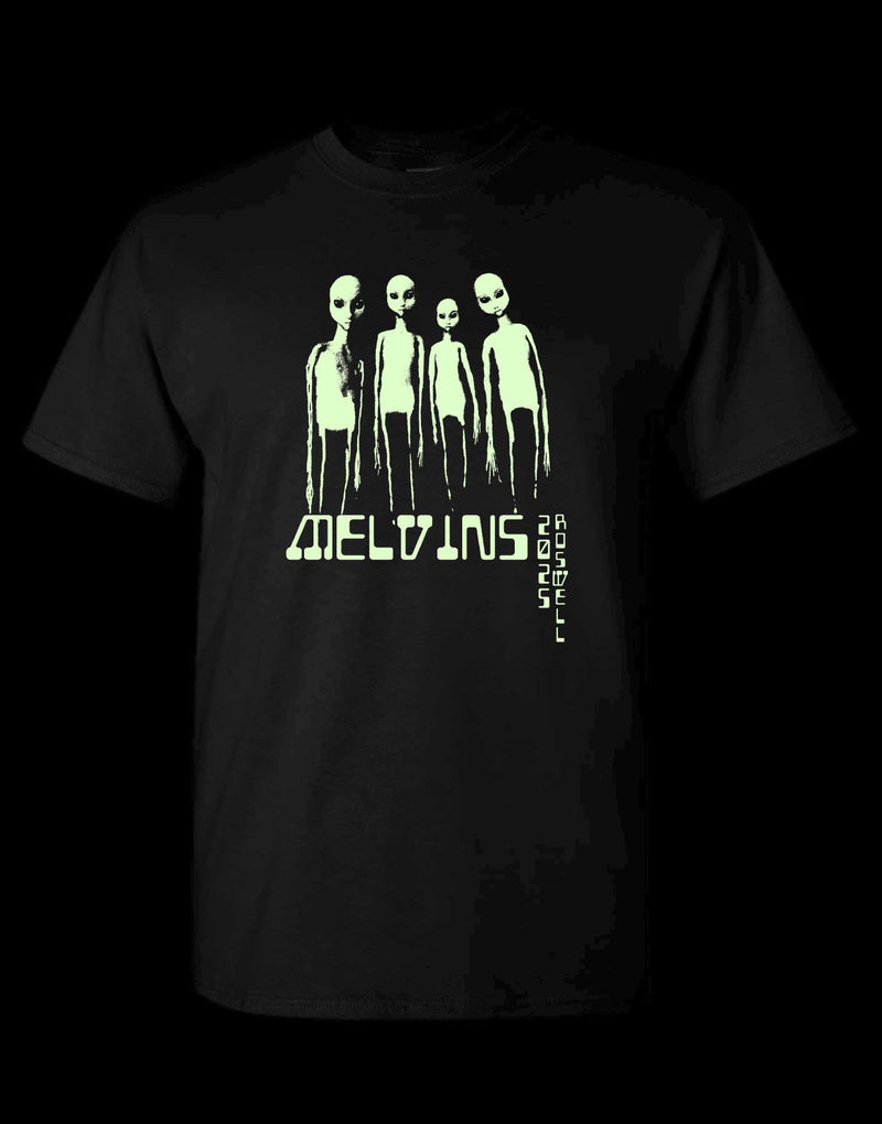 Melvins - Roswell Alien Glow-In-The-Dark Black T-Shirt - Pre-Order