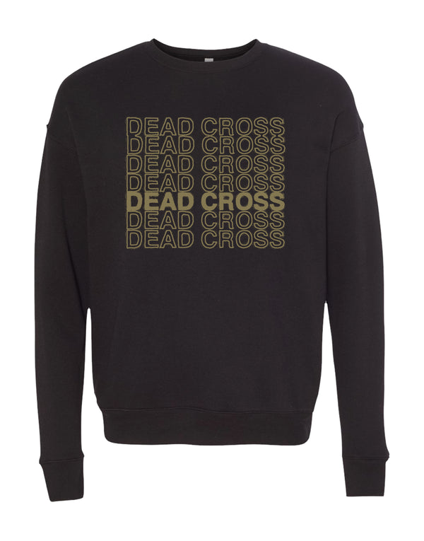Dead Cross Metallic Gold Repeating Logo Crewneck Sweatshirt