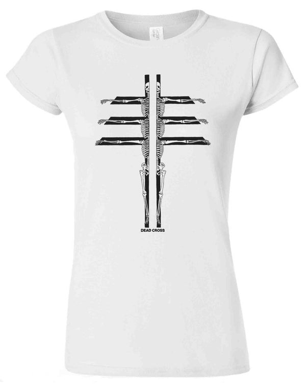 Dead Cross Skeleton Cross Ladies White tee