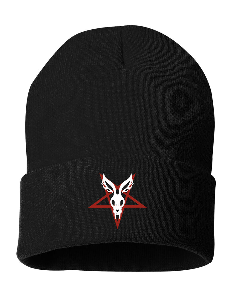 MR BUNGLE "LOGO BUNNY" BLACK FOLDOVER BEANIE HAT