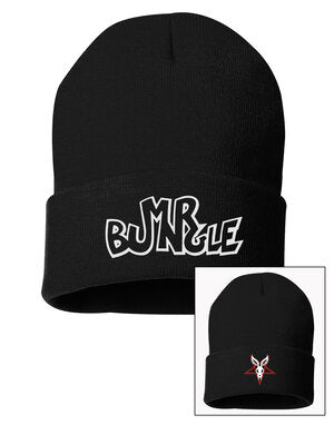 MR BUNGLE "LOGO BUNNY" BLACK FOLDOVER BEANIE HAT